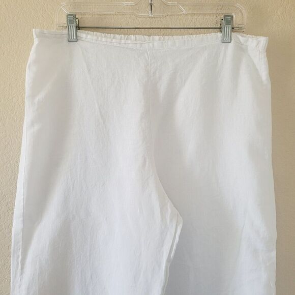 Bryn Walker 100% Linen Pull On Crop Wide Leg Pant Size Medium Beach Lightweight - Picture 2 of 9